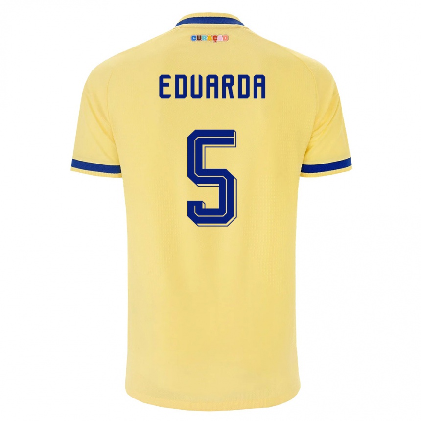 נשים כדורגל קוראסאו Ribryashen Eduarda #5 צהוב כהה ורוד הרחק ג'רזי 26-28