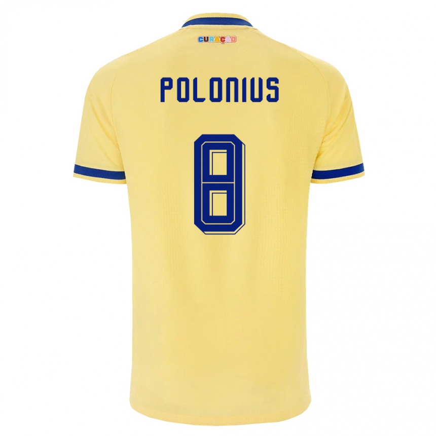 נשים כדורגל קוראסאו Jaydion Polonius #8 צהוב כהה ורוד הרחק ג'רזי 26-28