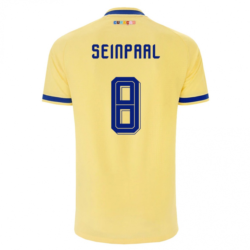 נשים כדורגל קוראסאו Kydion Seinpaal #8 צהוב כהה ורוד הרחק ג'רזי 26-28