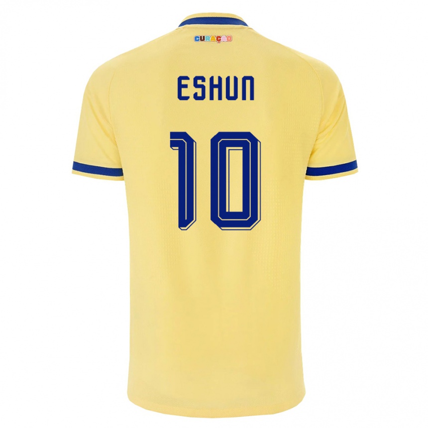 נשים כדורגל קוראסאו Kayne Eshun #10 צהוב כהה ורוד הרחק ג'רזי 26-28