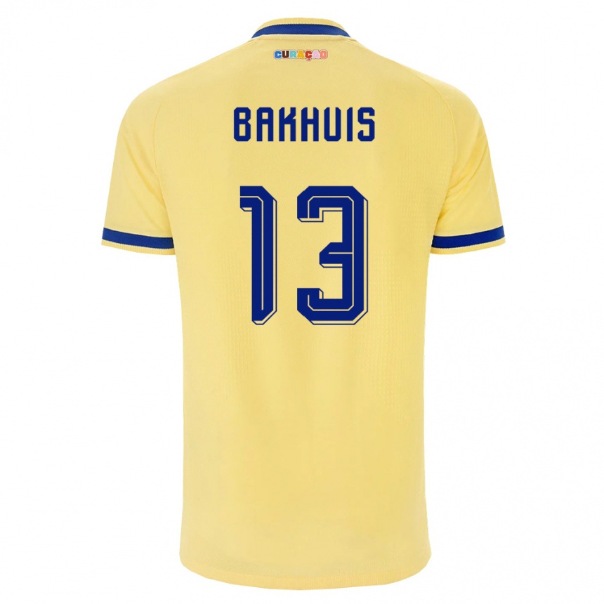 נשים כדורגל קוראסאו Franklin Bakhuis #13 צהוב כהה ורוד הרחק ג'רזי 26-28