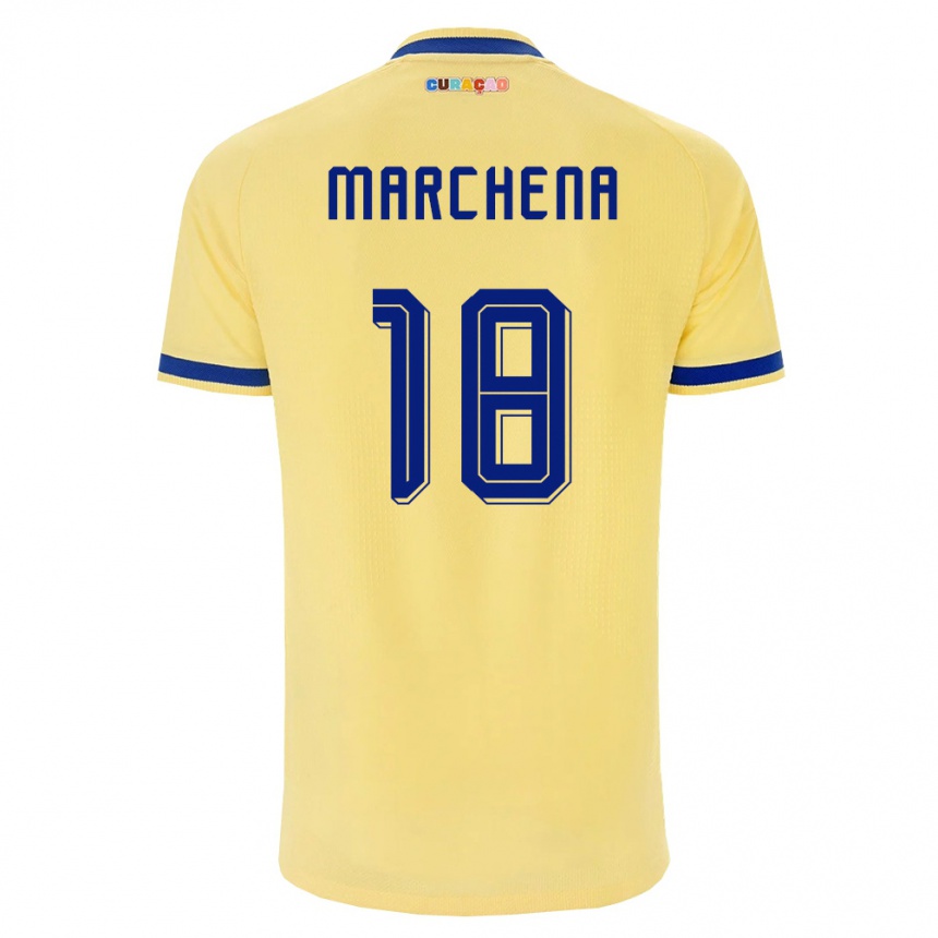 נשים כדורגל קוראסאו Tarino Marchena #18 צהוב כהה ורוד הרחק ג'רזי 26-28