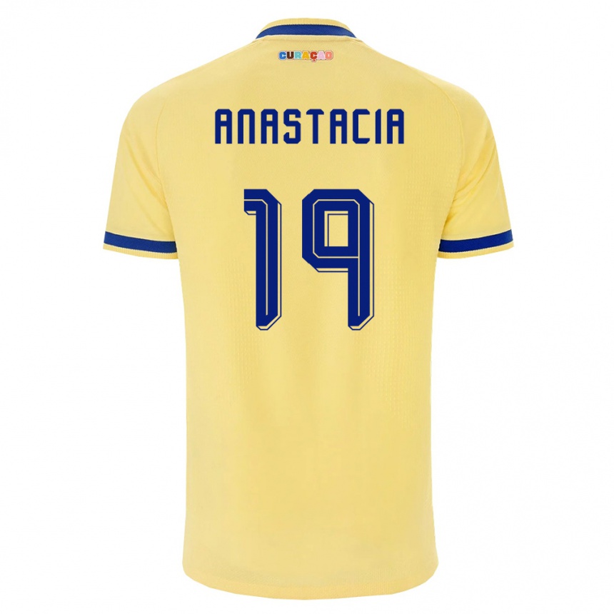נשים כדורגל קוראסאו D'shawn Anastacia #19 צהוב כהה ורוד הרחק ג'רזי 26-28
