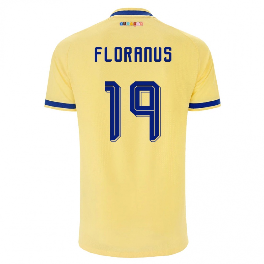נשים כדורגל קוראסאו Juninho Floranus #19 צהוב כהה ורוד הרחק ג'רזי 26-28