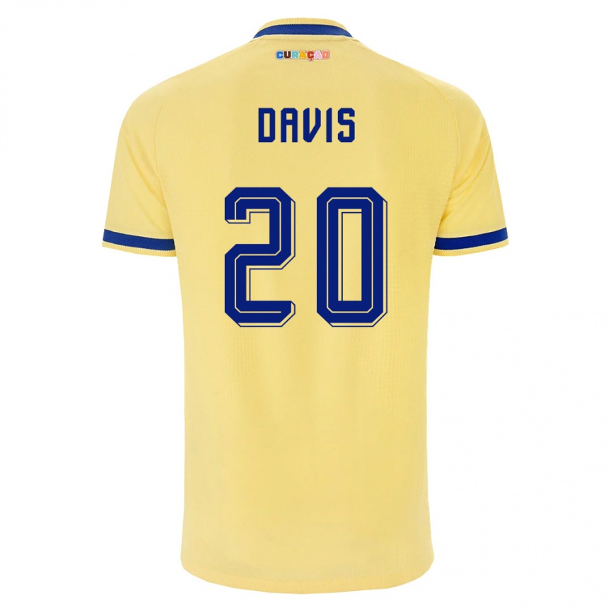 נשים כדורגל קוראסאו Kevin Davis #20 צהוב כהה ורוד הרחק ג'רזי 26-28