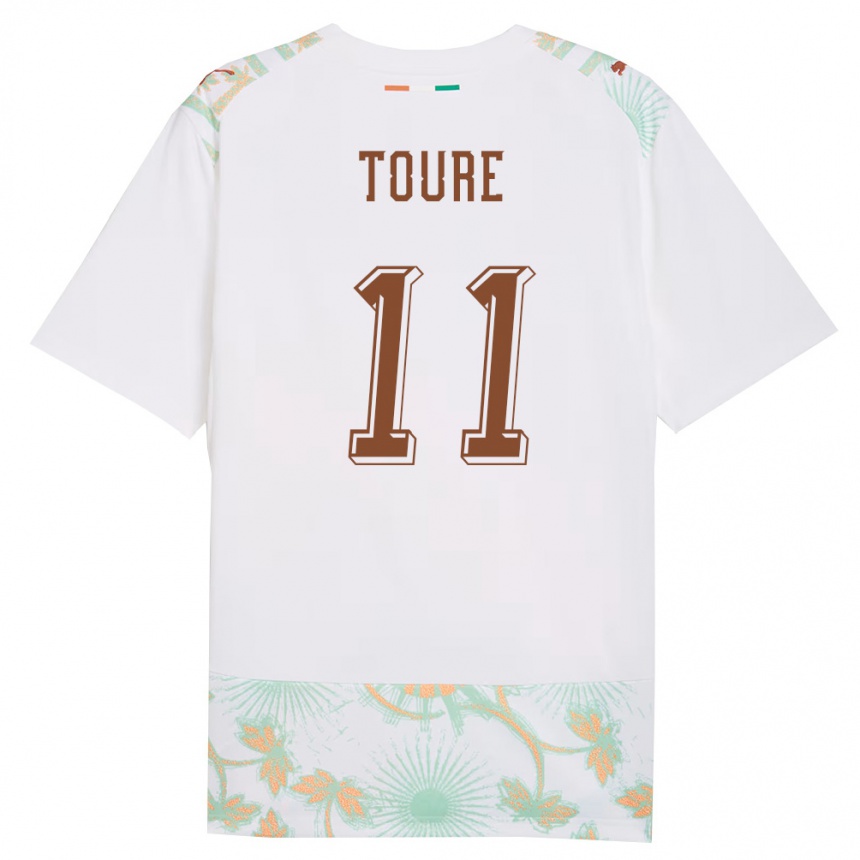 נשים כדורגל חוף השנהב Allassane Toure #11 לבן כתום ירוק הרחק ג'רזי 26-28