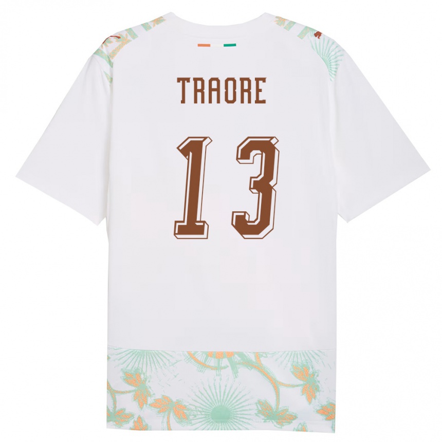 נשים כדורגל חוף השנהב Sidiki Traore #13 לבן כתום ירוק הרחק ג'רזי 26-28