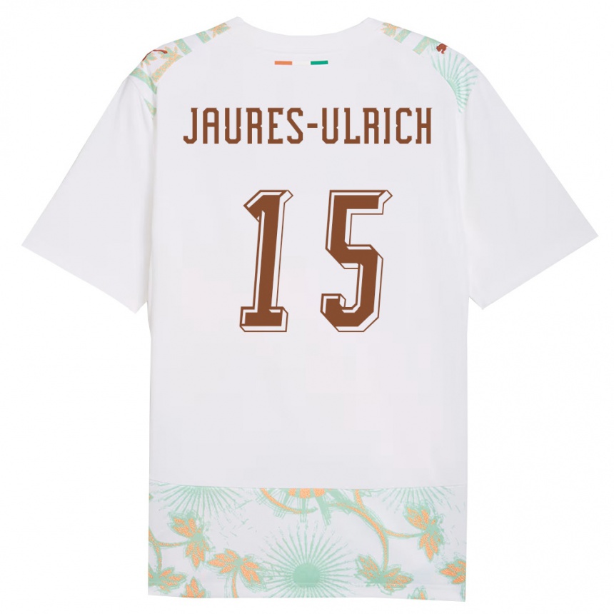 נשים כדורגל חוף השנהב Loukou Jaures-Ulrich #15 לבן כתום ירוק הרחק ג'רזי 26-28