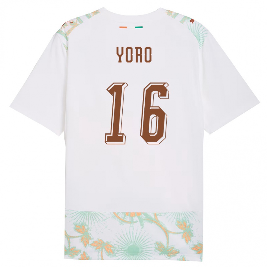 נשים כדורגל חוף השנהב Zigui Yoro #16 לבן כתום ירוק הרחק ג'רזי 26-28
