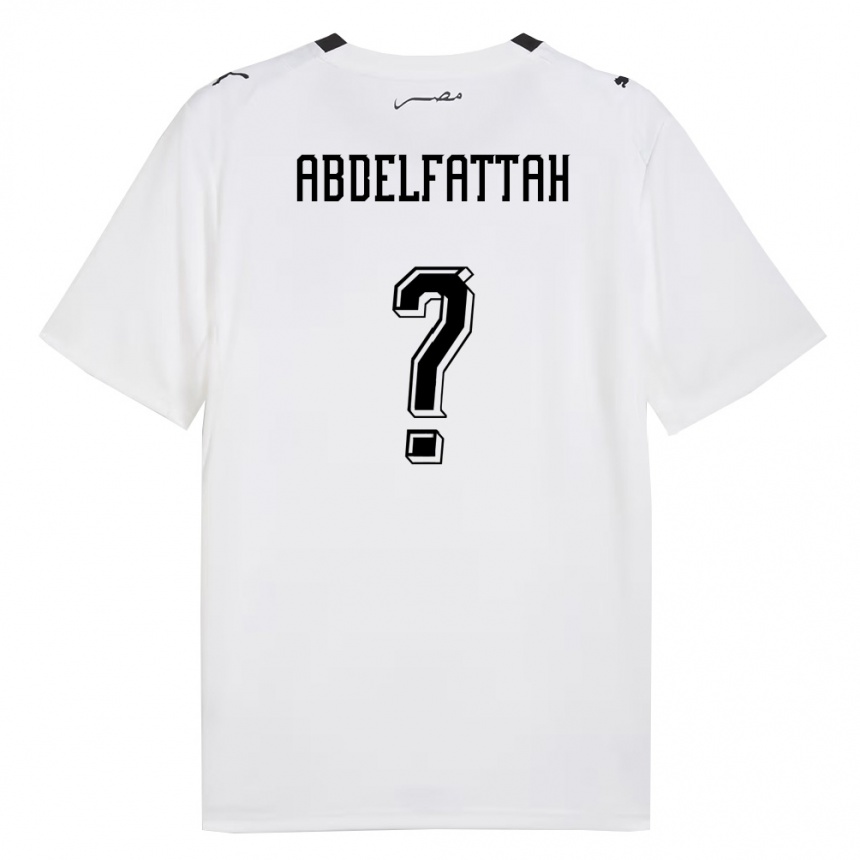 נשים כדורגל מצרים Ibrahim Abdelfattah #0 לבן אפור שחור הרחק ג'רזי 26-28