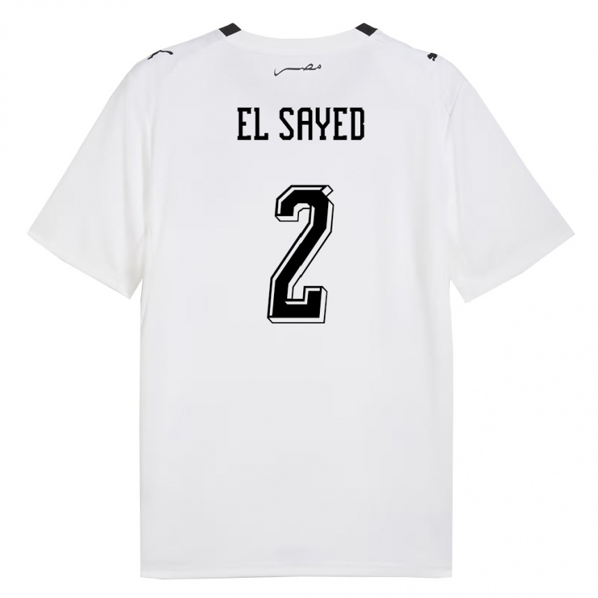 נשים כדורגל מצרים Mohamed El Sayed #2 לבן אפור שחור הרחק ג'רזי 26-28