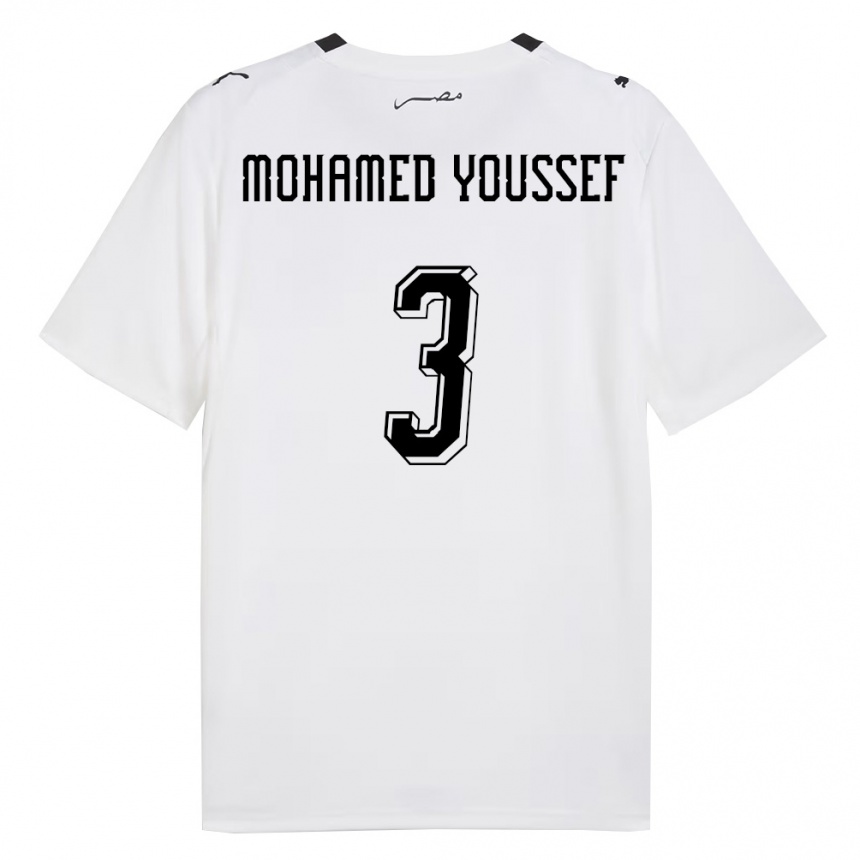 נשים כדורגל מצרים Adam Mohamed Youssef #3 לבן אפור שחור הרחק ג'רזי 26-28