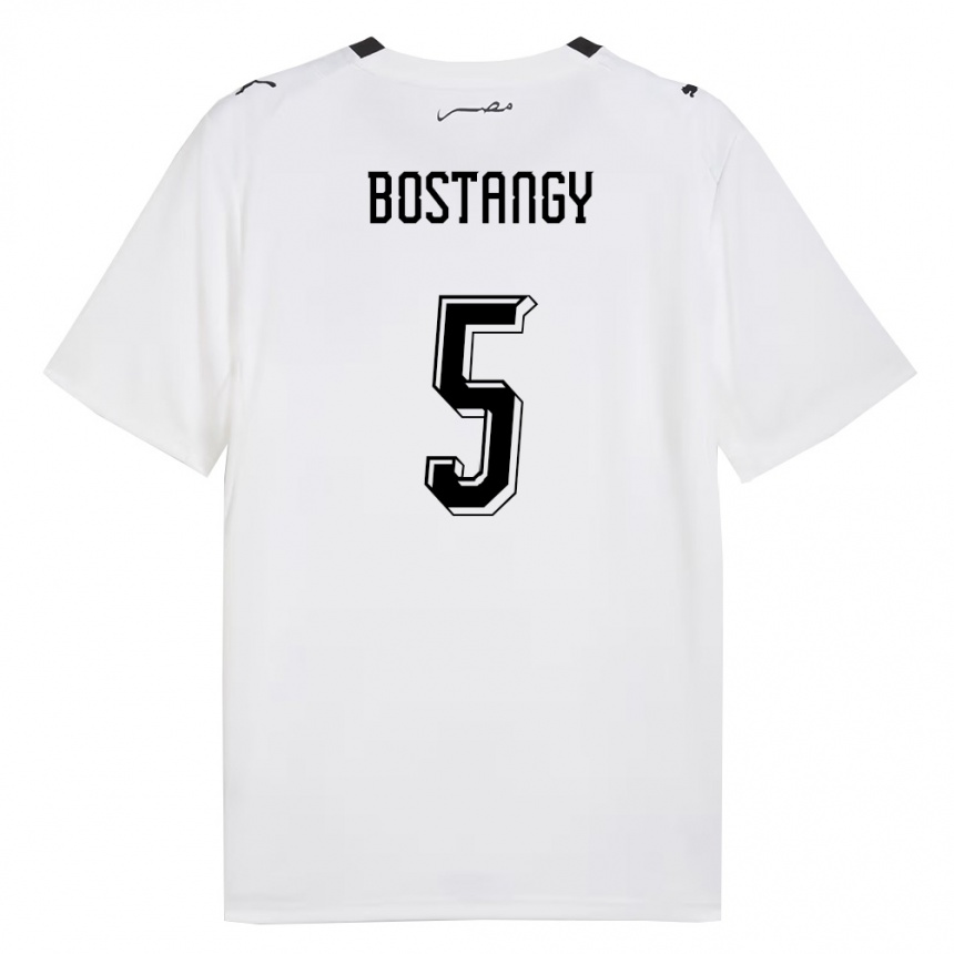 נשים כדורגל מצרים Abdallah Bostangy #5 לבן אפור שחור הרחק ג'רזי 26-28