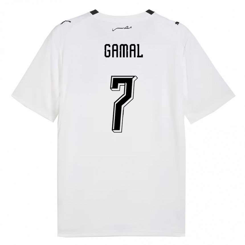 נשים כדורגל מצרים Mohamed Gamal #7 לבן אפור שחור הרחק ג'רזי 26-28