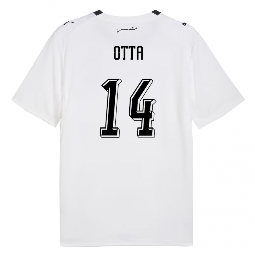 נשים כדורגל מצרים Otta #14 לבן אפור שחור הרחק ג'רזי 26-28