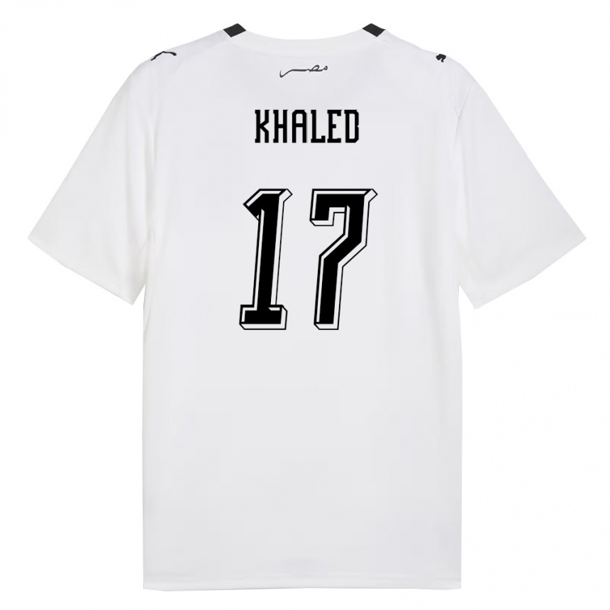 נשים כדורגל מצרים Amr Khaled #17 לבן אפור שחור הרחק ג'רזי 26-28
