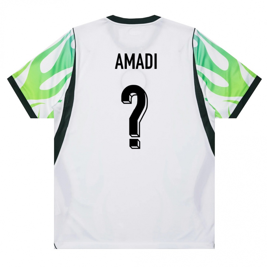 נשים כדורגל ניגריה Samuel Amadi #0 לבן ירוק הרחק ג'רזי 26-28