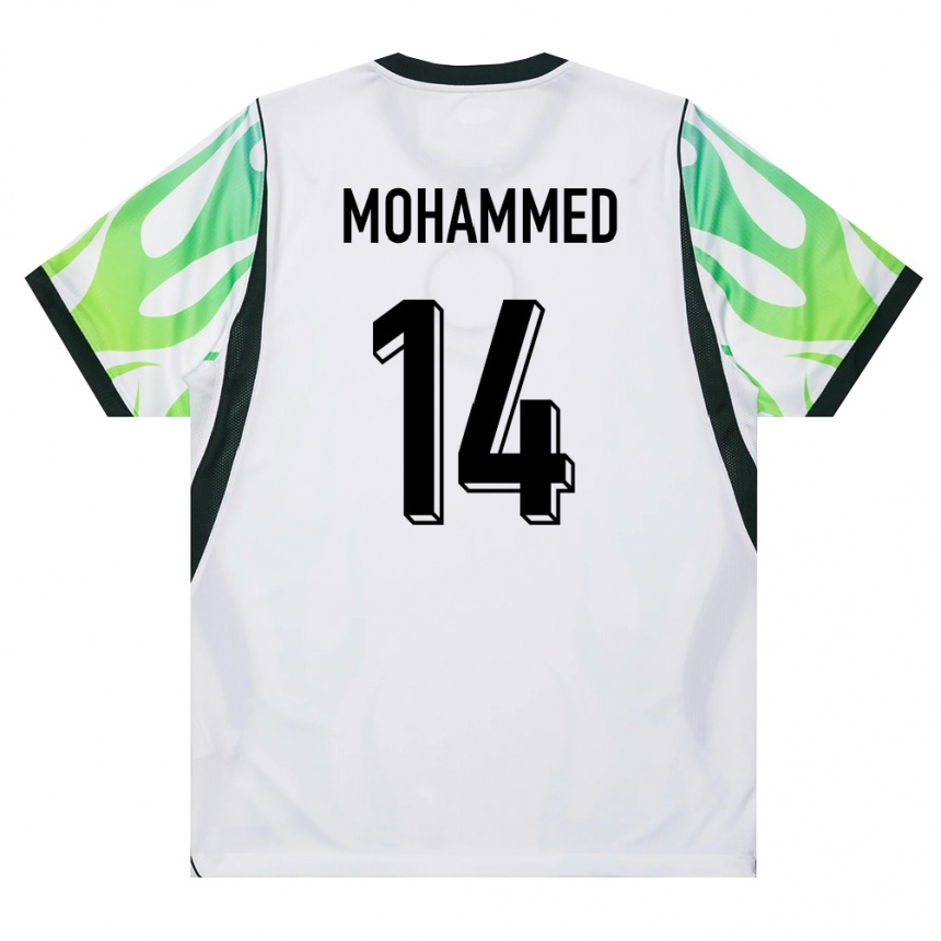 נשים כדורגל ניגריה Usman Mohammed #14 לבן ירוק הרחק ג'רזי 26-28