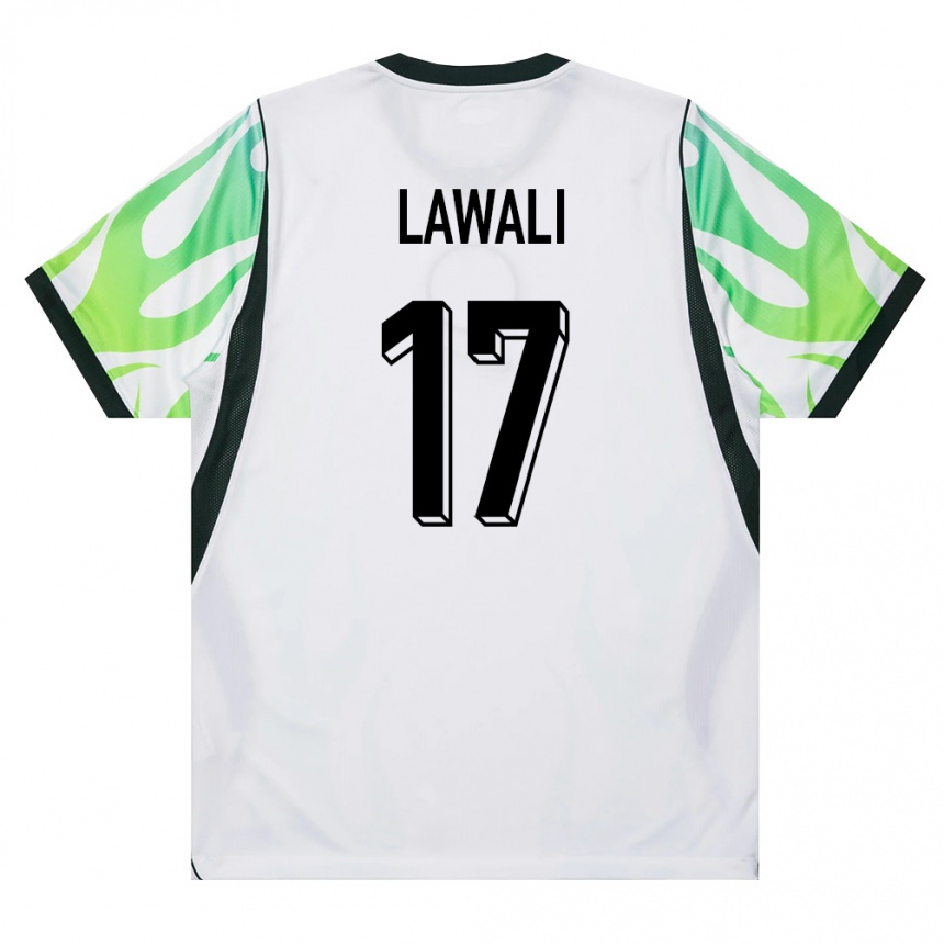נשים כדורגל ניגריה Sulaiman Lawali #17 לבן ירוק הרחק ג'רזי 26-28