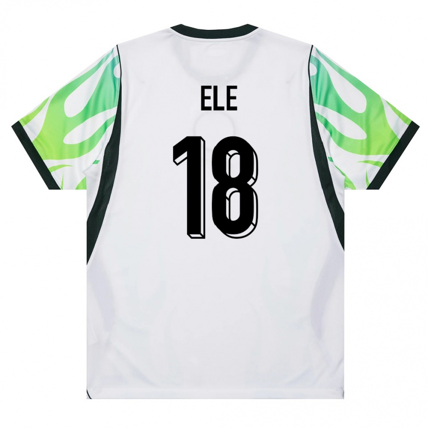 נשים כדורגל ניגריה Abdullahi Ele #18 לבן ירוק הרחק ג'רזי 26-28