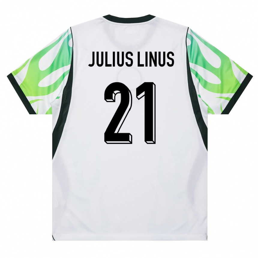 נשים כדורגל ניגריה Chijoke Julius Linus #21 לבן ירוק הרחק ג'רזי 26-28