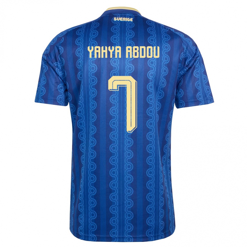 נשים כדורגל שוודיה Maarrouf Yahya Abdou #7 כחול כהה צהוב הרחק ג'רזי 26-28