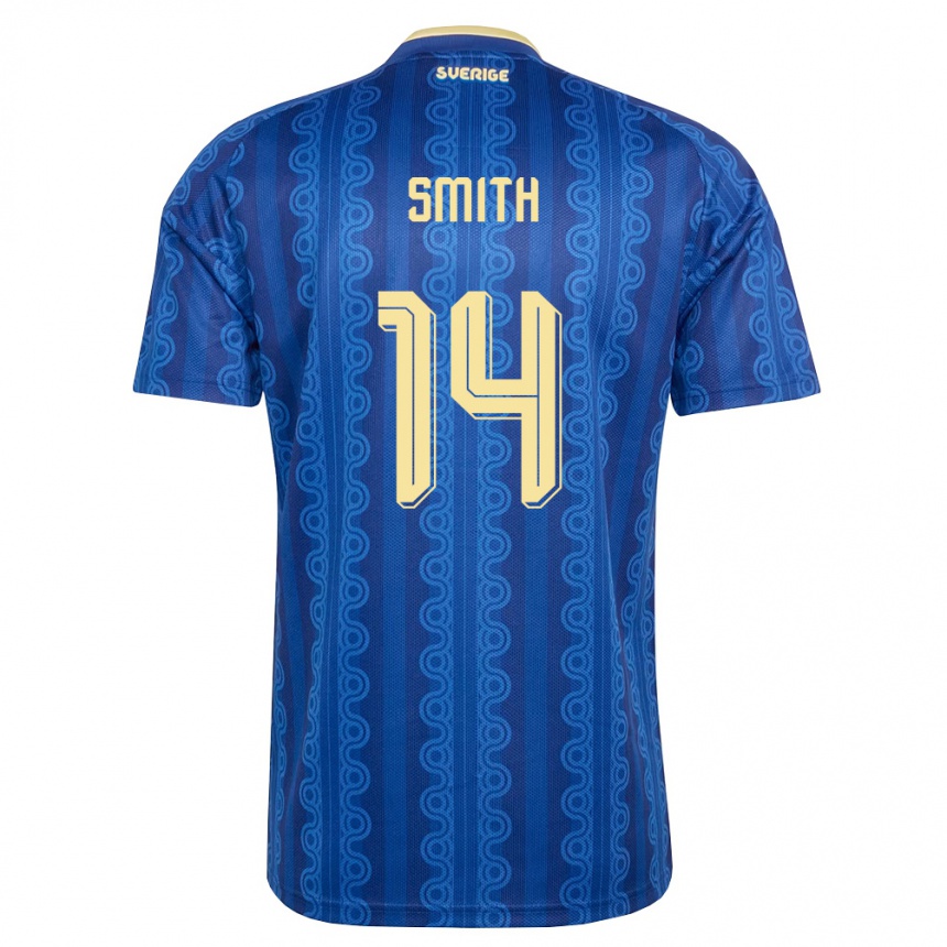 נשים כדורגל שוודיה Eric Smith #14 כחול כהה צהוב הרחק ג'רזי 26-28