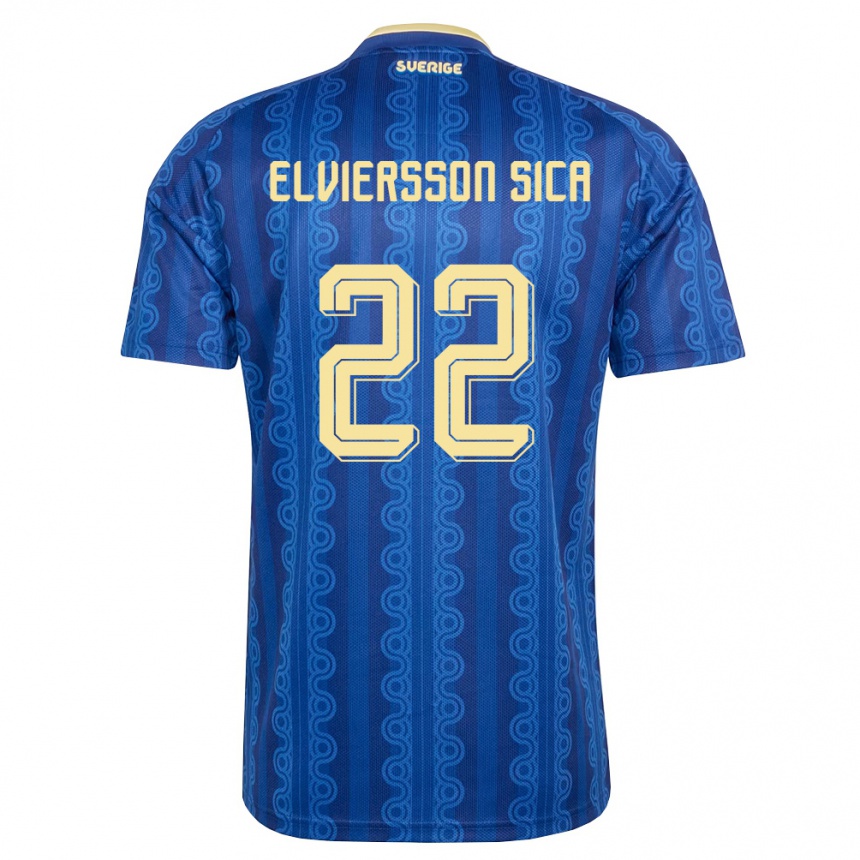 נשים כדורגל שוודיה Matheo Elviersson Sica #22 כחול כהה צהוב הרחק ג'רזי 26-28