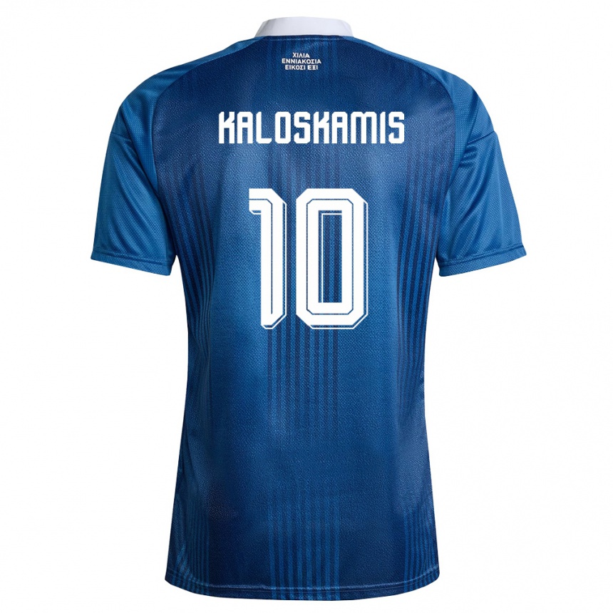 נשים כדורגל יוון Dimitrios Kaloskamis #10 כהה כחול לבן הרחק ג'רזי 26-28