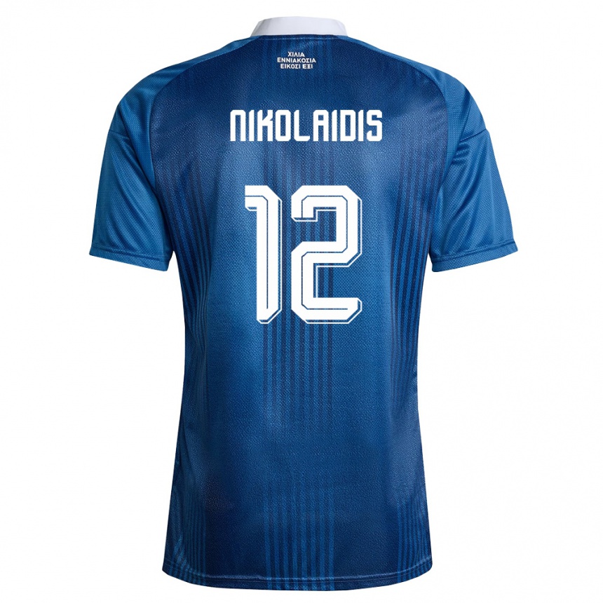 נשים כדורגל יוון Georgios Nikolaidis #12 כהה כחול לבן הרחק ג'רזי 26-28