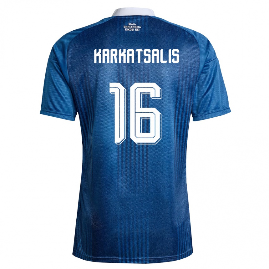 נשים כדורגל יוון Vasilios Karkatsalis #16 כהה כחול לבן הרחק ג'רזי 26-28