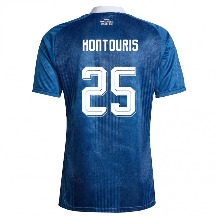 נשים כדורגל יוון Sotiris Kontouris #25 כהה כחול לבן הרחק ג'רזי 26-28