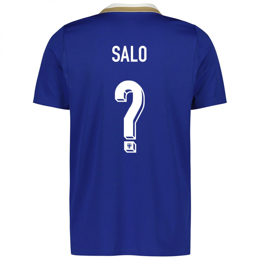 נשים כדורגל פינלנד Aaro Salo #0 כחול לבן הרחק ג'רזי 26-28