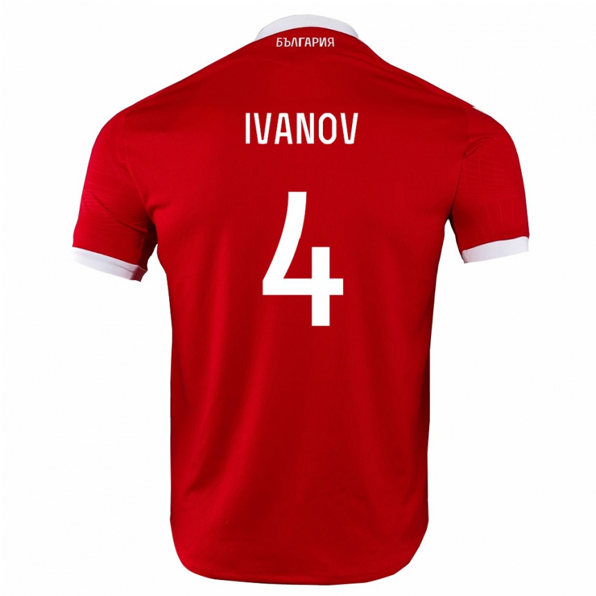 נשים כדורגל בולגריה Viktor Ivanov #4 אדום לבן הרחק ג'רזי 26-28