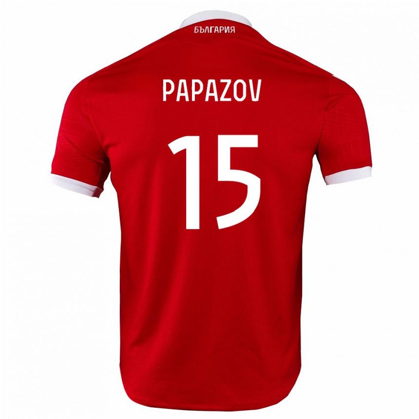 נשים כדורגל בולגריה Dimitar Papazov #15 אדום לבן הרחק ג'רזי 26-28