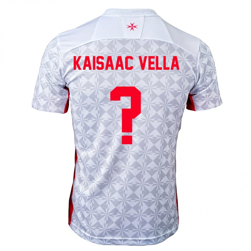 נשים כדורגל מלטה Kaisaac Vella #0 אפור לבן אדום הרחק ג'רזי 26-28