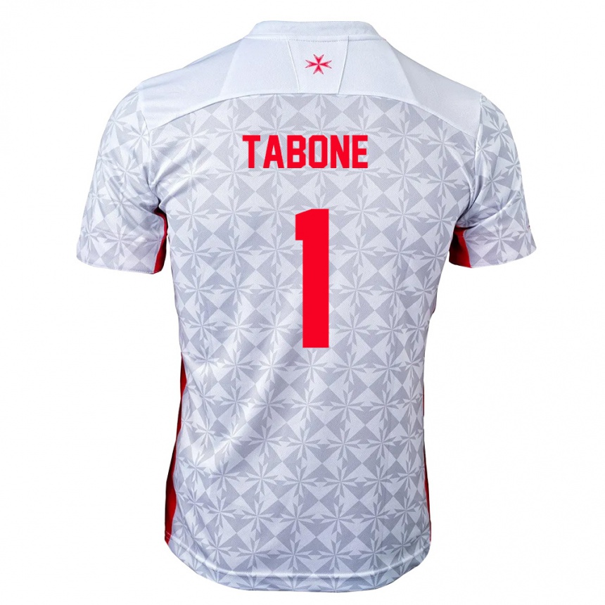 נשים כדורגל מלטה Vincent Tabone #1 אפור לבן אדום הרחק ג'רזי 26-28