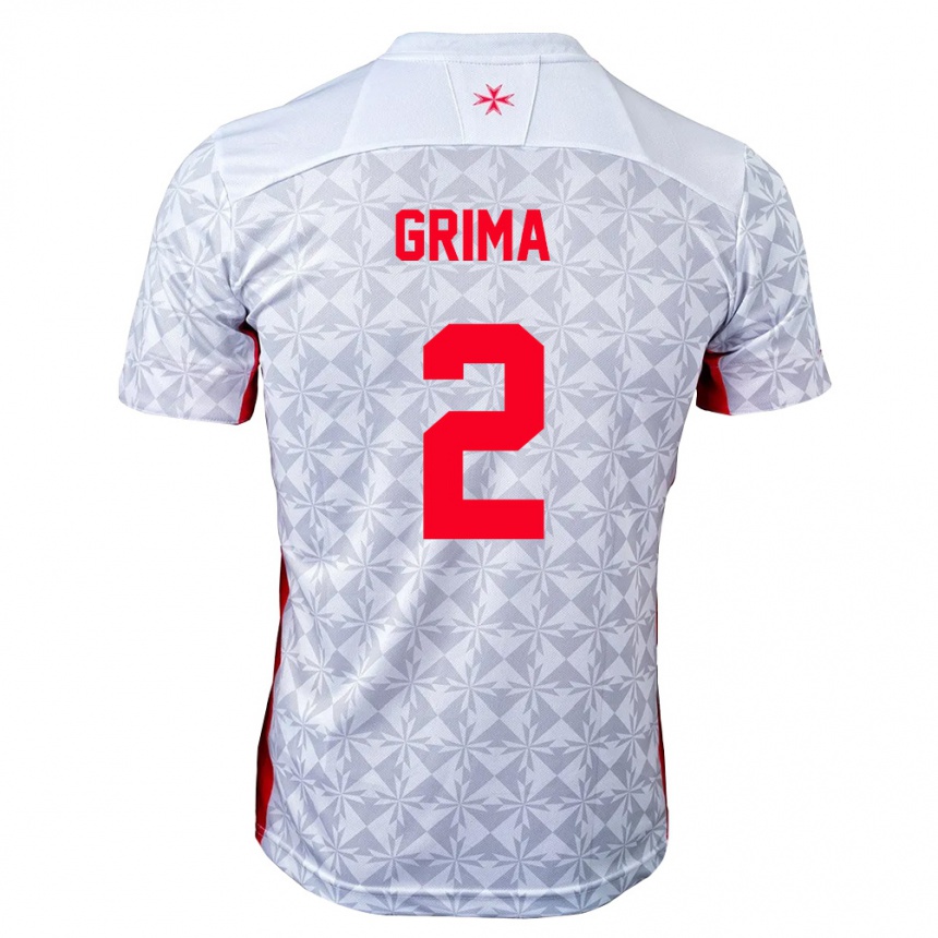 נשים כדורגל מלטה George Grima #2 אפור לבן אדום הרחק ג'רזי 26-28