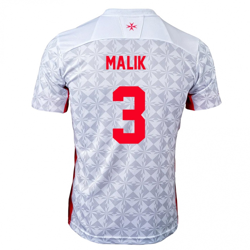 נשים כדורגל מלטה Amin Malik #3 אפור לבן אדום הרחק ג'רזי 26-28