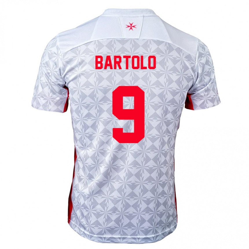 נשים כדורגל מלטה Kai Bartolo #9 אפור לבן אדום הרחק ג'רזי 26-28