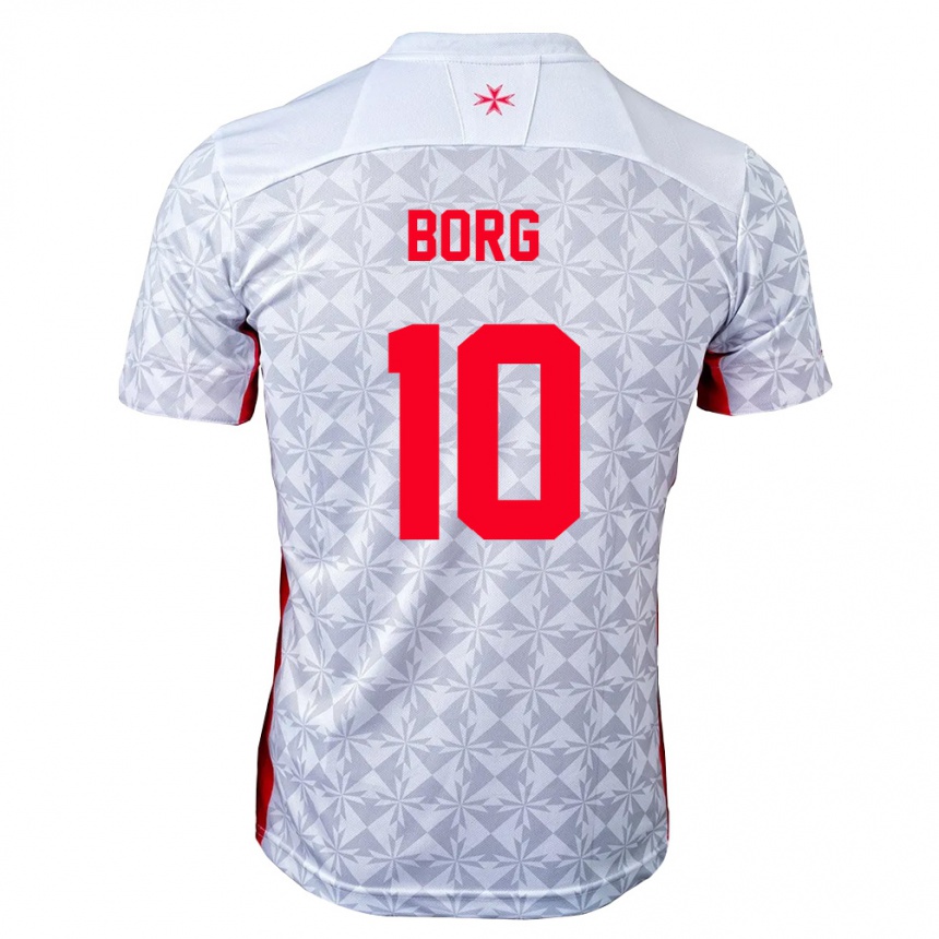 נשים כדורגל מלטה Jake Borg #10 אפור לבן אדום הרחק ג'רזי 26-28