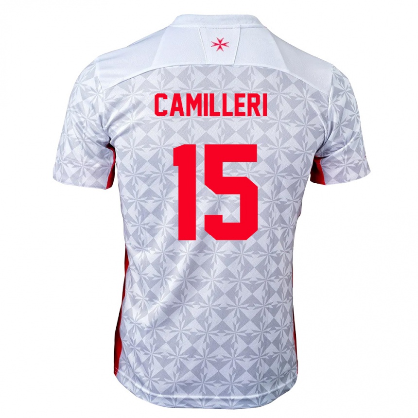 נשים כדורגל מלטה Jack Camilleri #15 אפור לבן אדום הרחק ג'רזי 26-28