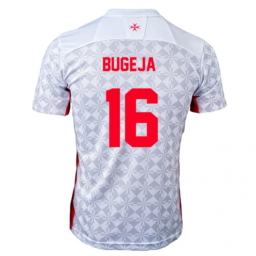 נשים כדורגל מלטה Luke Bugeja #16 אפור לבן אדום הרחק ג'רזי 26-28