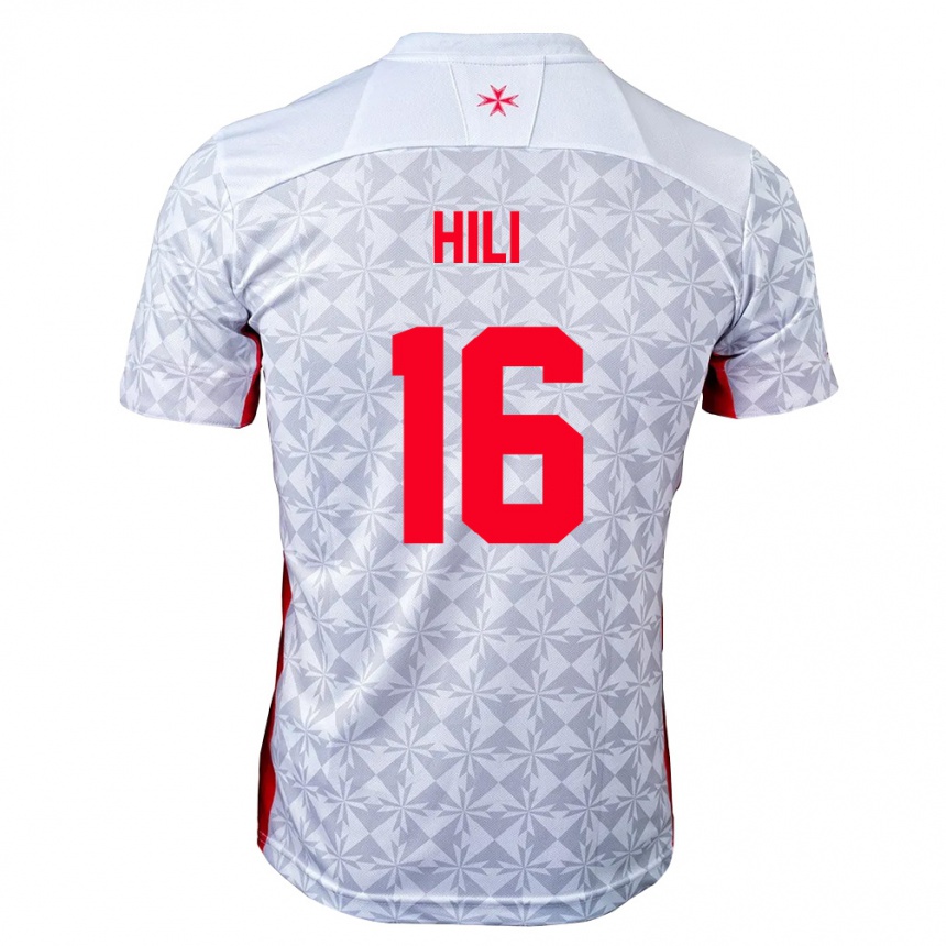נשים כדורגל מלטה Kayden Hili #16 אפור לבן אדום הרחק ג'רזי 26-28