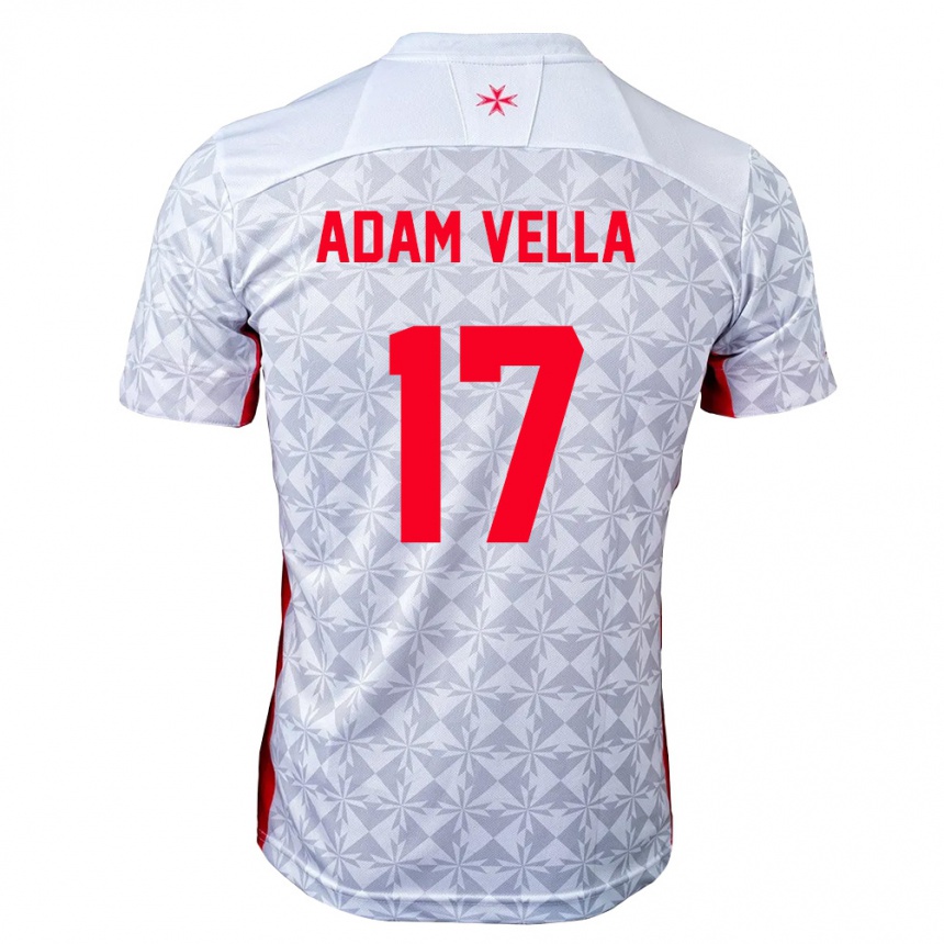נשים כדורגל מלטה Adam Vella #17 אפור לבן אדום הרחק ג'רזי 26-28
