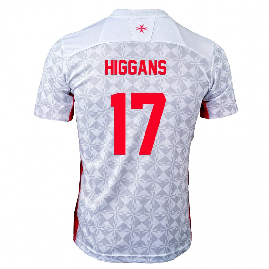 נשים כדורגל מלטה Matthew Higgans #17 אפור לבן אדום הרחק ג'רזי 26-28