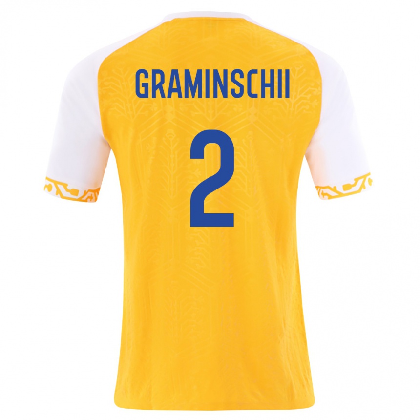 נשים כדורגל מולדובה Ivan Graminschii #2 צהוב לבן הרחק ג'רזי 26-28