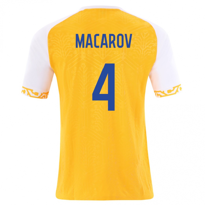 נשים כדורגל מולדובה Evghenii Macarov #4 צהוב לבן הרחק ג'רזי 26-28