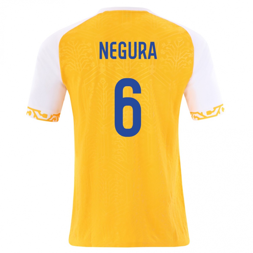 נשים כדורגל מולדובה Alexandru Negura #6 צהוב לבן הרחק ג'רזי 26-28