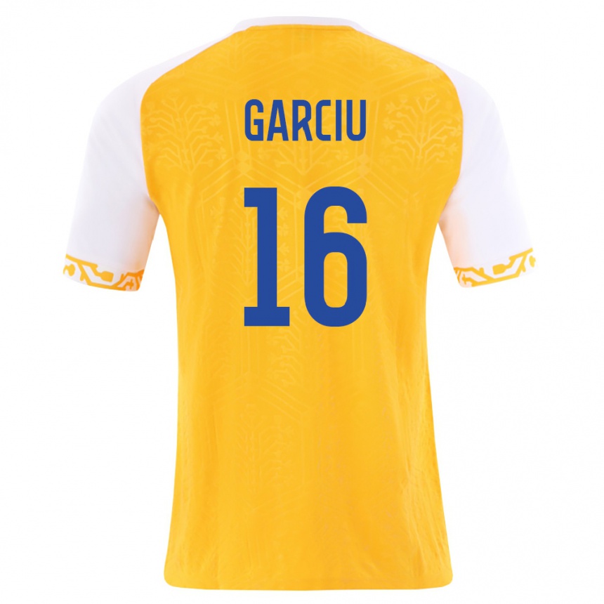 נשים כדורגל מולדובה Nicu Garciu #16 צהוב לבן הרחק ג'רזי 26-28